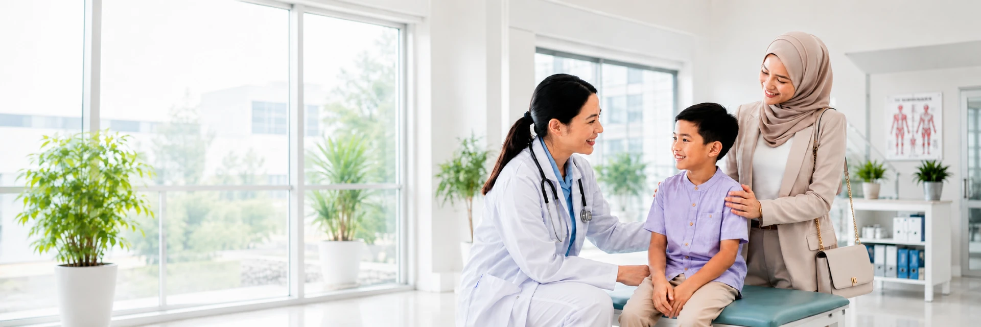 Doctor speaking with a mother and child