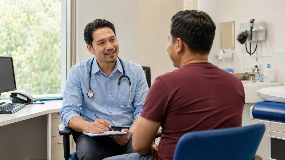 Doctor consulting with a patient in a general outpatient clinic