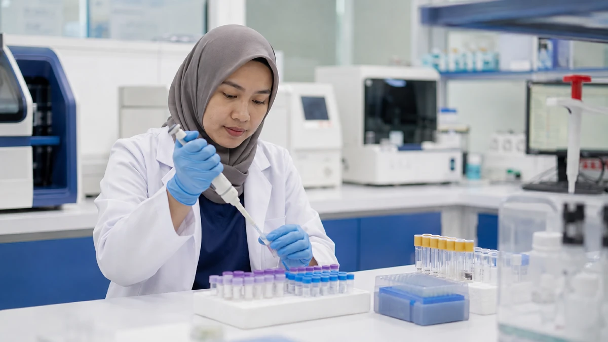 Medical laboratory scientist working with diagnostic samples